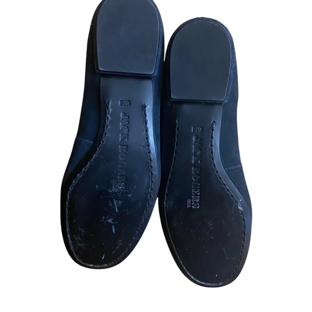 Jack Rogers Black Suede Medallion Ballet Flats Women's Size 6M